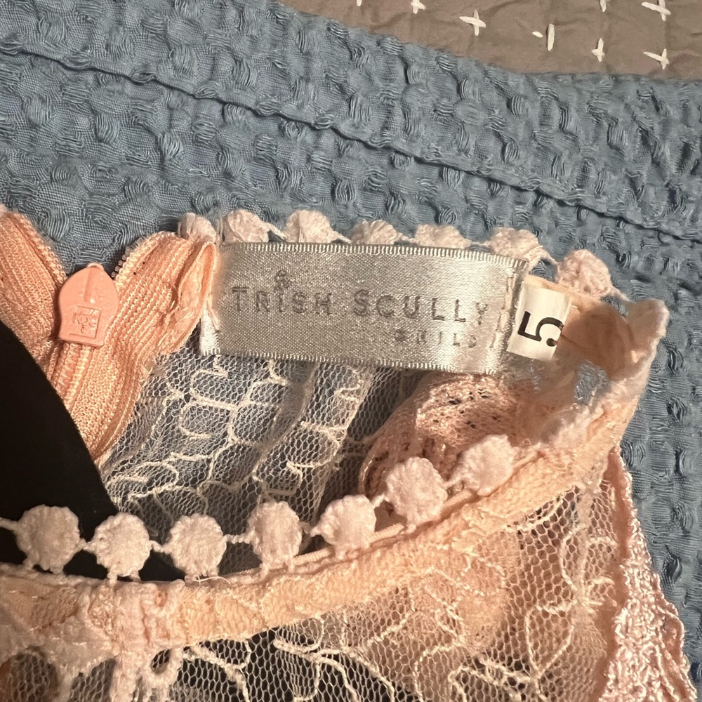 Trish Scully Clarissa Pale Peachy Pink Lace Dress with Delicate Details - Picture 4 of 7